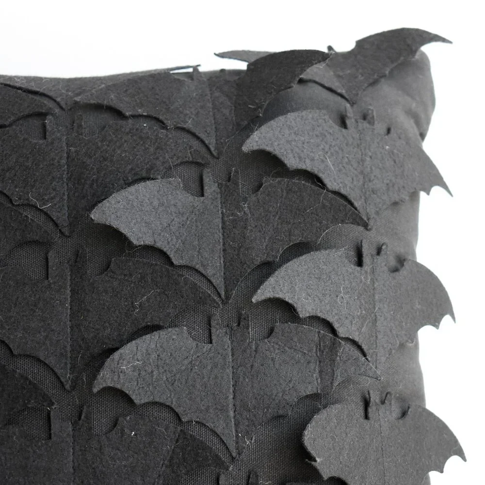 Gothic Farmhouse Spooky Black Bats Fall Halloween Decor Plush 20